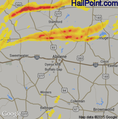 Hail Map for Abilene, TX Region on April 11, 2020