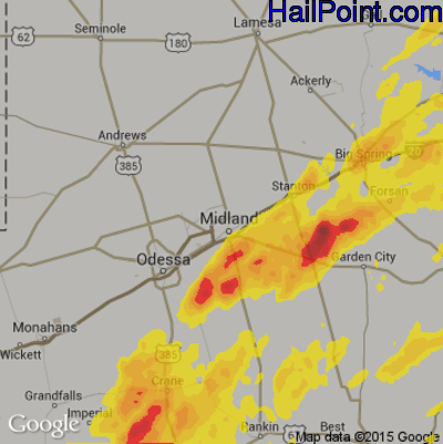 Hail Map for Midland, TX Region on April 11, 2020 
