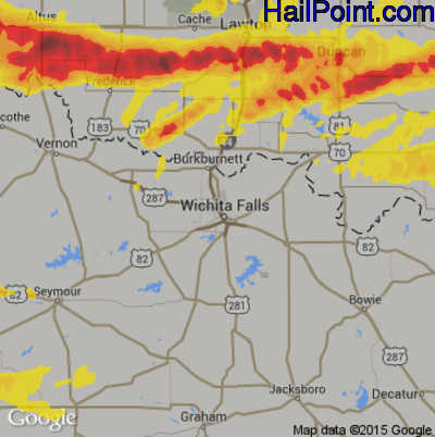 Hail Map for Wichita Falls, TX Region on April 11, 2020