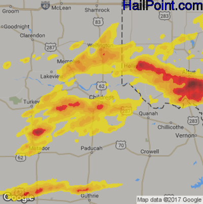 Hail Map for Childress, TX Region on April 11, 2020