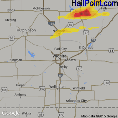 Hail Map for Wichita, KS Region on April 11, 2020