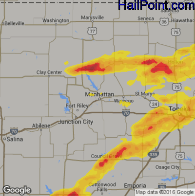 Hail Map for Mahhattan, KS Region on April 11, 2020