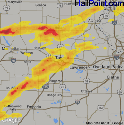 Hail Map for Topeka, KS Region on April 11, 2020