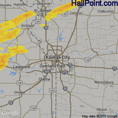 Hail Map for Kansas City, MO Region on April 12, 2020