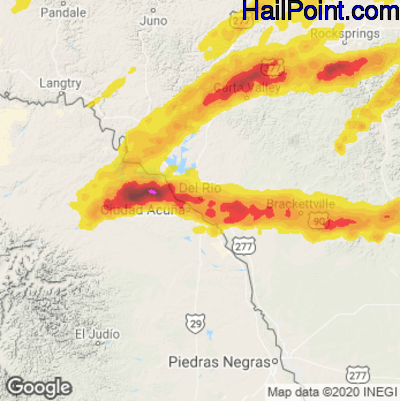 Hail Map for Del Rio, TX Region on April 12, 2020 