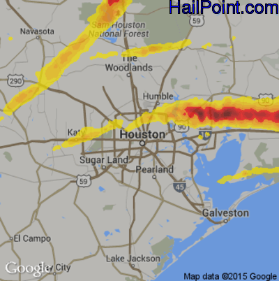 Hail Map for Houston, TX Region on April 18, 2020 