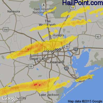 Hail Map for Houston, TX Region on April 19, 2020