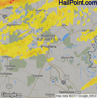 Hail Map for Alexandria, LA Region on April 19, 2020