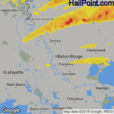 Hail Map for Baton Rouge, LA Region on April 19, 2020