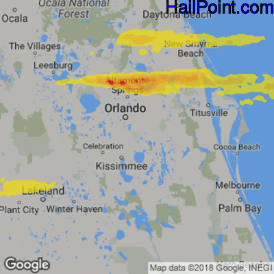 Hail Map for Orlando, FL Region on April 20, 2020