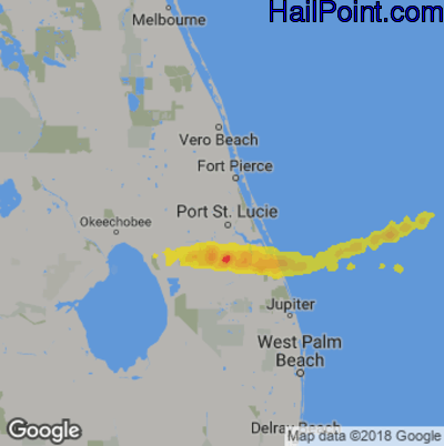Hail Map for Port St. Lucie, FL Region on April 20, 2020