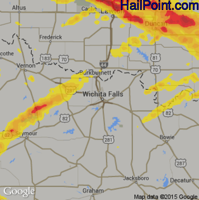 Hail Map for Wichita Falls, TX Region on April 21, 2020 