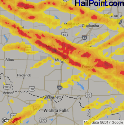 Hail Map for Lawton, OK Region on April 21, 2020