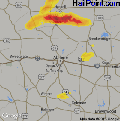 Hail Map for Abilene, TX Region on April 21, 2020