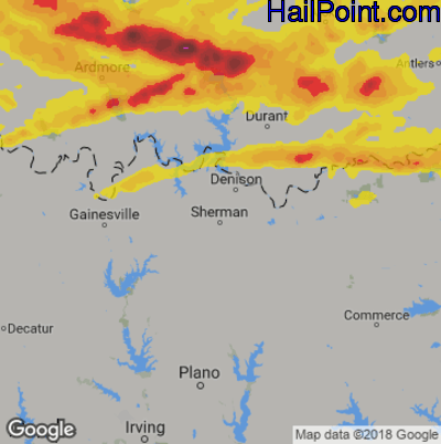 Hail Map for Sherman, TX Region on April 22, 2020