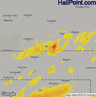 Hail Map for Liberal, KS Region on April 22, 2020