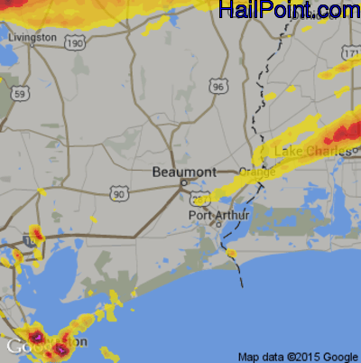 Hail Map for Beaumont, TX Region on April 22, 2020