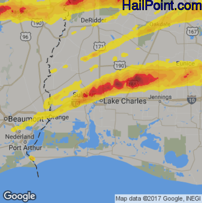 Hail Map for Lake Charles, LA Region on April 22, 2020