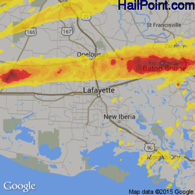 Hail Map for Lafayette, LA Region on April 22, 2020