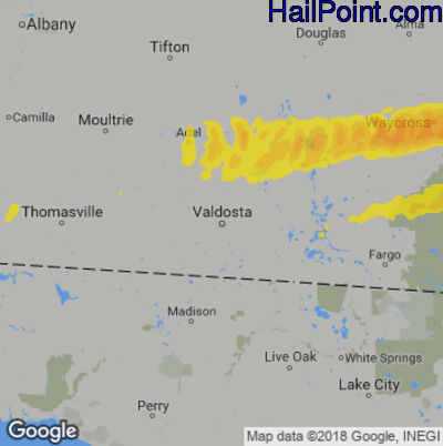 Hail Map for Valdosta, GA Region on April 23, 2020