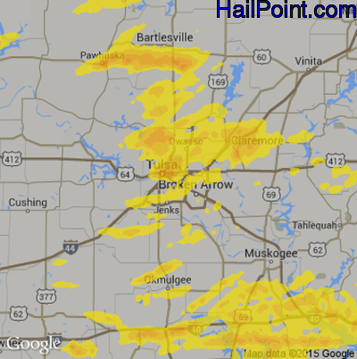 Hail Map for Tulsa, OK Region on April 24, 2020