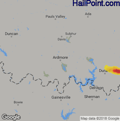 Hail Map for Ardmore, OK Region on April 24, 2020