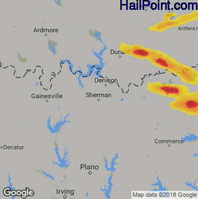 Hail Map for Sherman, TX Region on April 24, 2020 