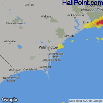 Hail Map for Wilmington, NC Region on April 26, 2020 