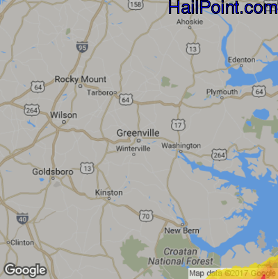 Hail Map for Greenville, NC Region on April 26, 2020