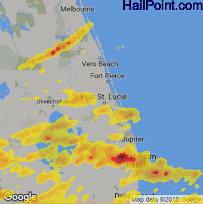 Hail Map for Port St. Lucie, FL Region on April 26, 2020