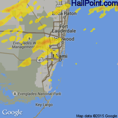 Hail Map for Miami, FL Region on April 26, 2020