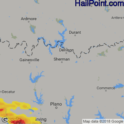 Hail Map for Sherman, TX Region on April 28, 2020