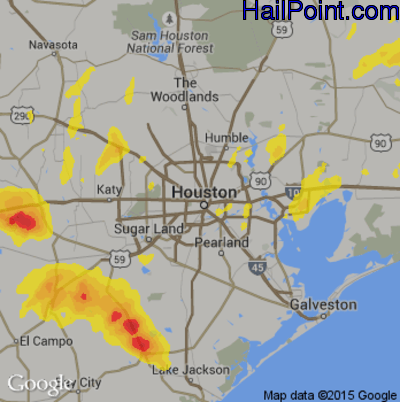 Hail Map for Houston, TX Region on April 28, 2020