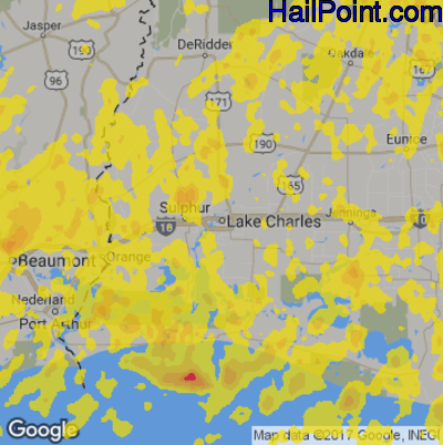 Hail Map for Lake Charles, LA Region on April 28, 2020
