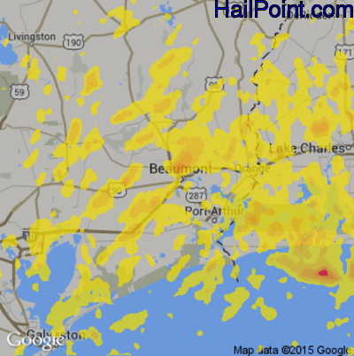 Hail Map for Beaumont, TX Region on April 28, 2020