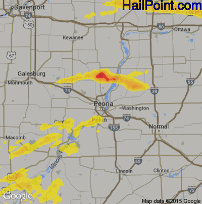 Hail Map for Peoria, IL Region on April 28, 2020