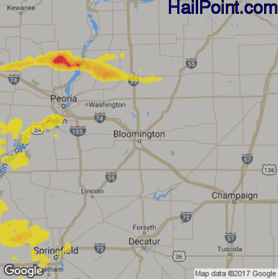 Hail Map for Bloomington, IL Region on April 28, 2020