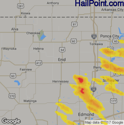 Hail Map for Enid, OK Region on April 28, 2020