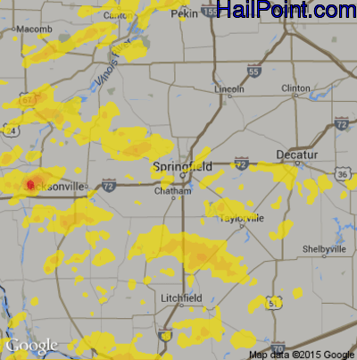 Hail Map for Springfield, IL Region on April 28, 2020