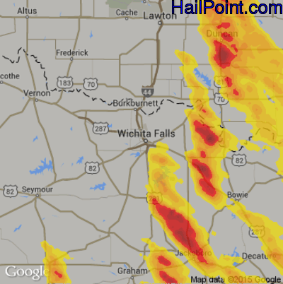 Hail Map for Wichita Falls, TX Region on April 29, 2020 