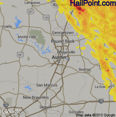 Hail Map for Austin, TX Region on April 29, 2020