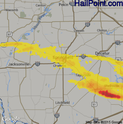 Hail Map for Springfield, IL Region on May 3, 2020