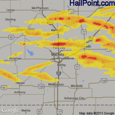 Hail Map for Wichita, KS Region on May 3, 2020 