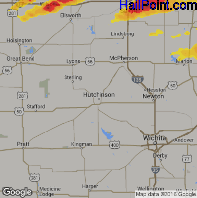 Hail Map for Hutchinson, KS Region on May 4, 2020