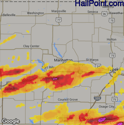 Hail Map for Mahhattan, KS Region on May 4, 2020 