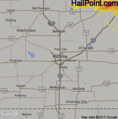 Hail Map for Wichita, KS Region on May 4, 2020
