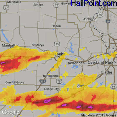 Hail Map for Topeka, KS Region on May 4, 2020