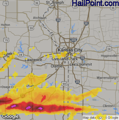 Hail Map for Shawnee, KS Region on May 4, 2020 