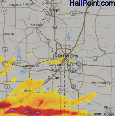 Hail Map for Kansas City, KS Region on May 4, 2020 