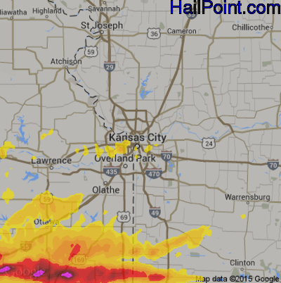 Hail Map for Kansas City, MO Region on May 4, 2020